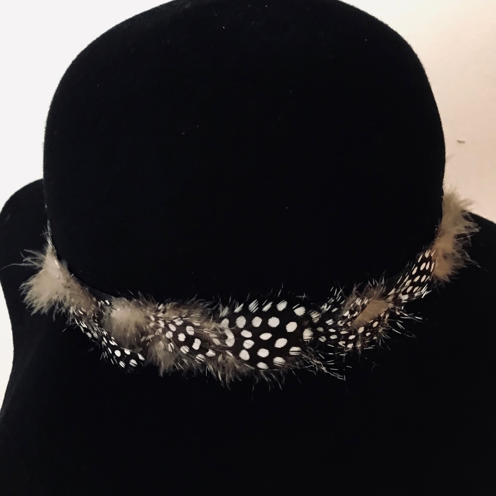 Blk Wide Brim Retro Fedora Floppy Felt Bowler Hat